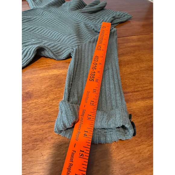 Robbie Bee Olive Green Ribbed Cowl Neck 3/4 Sleeve Dress Small Midi Work Career - Picture 7 of 14